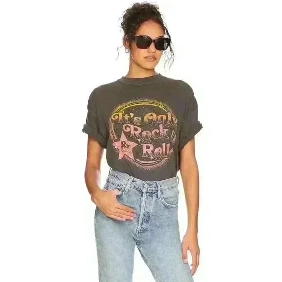 NWT Girl Dangerous It's Only Rock n Roll Loose Fit Graphic Tee - Picture 11 of 11